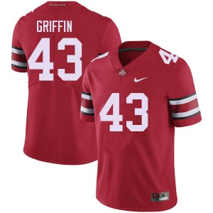 Men's Diante Griffin Red Ohio State Buckeyes #43 Football 2025 Jersey 855372-629