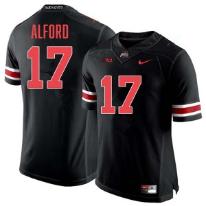 Mens Tarvos Alford Blackout Ohio State Buckeyes #17 Football Game Jersey 346272-850