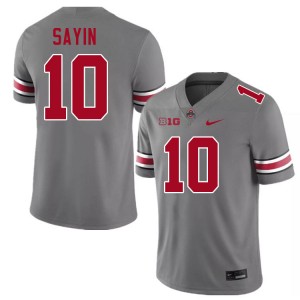 Men's Julian Sayin Grey Ohio State Buckeyes #10 Football Embroidery Jersey 460186-332