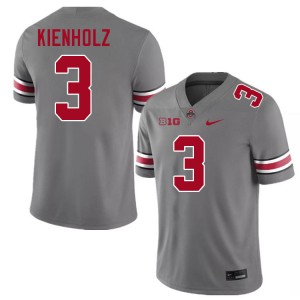 Men's Lincoln Kienholz Grey Ohio State Buckeyes #3 Football Stitched Jersey 879165-106