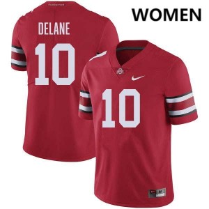 Women Faheem Delane Red Ohio State Buckeyes #10 Football Stitched Jersey 482359-505