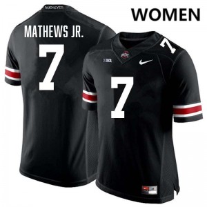 Women Jermaine Mathews Jr. Black Ohio State Buckeyes #7 Football Replica Jersey 972988-127