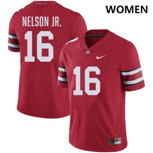Women's Keenan Nelson Jr. Red Ohio State Buckeyes #16 Football Embroidery Jersey 394418-304