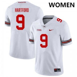 Womens Malik Hartford White Ohio State Buckeyes #9 Football Alumni Jersey 240668-868