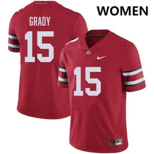 Womens Zion Grady Red Ohio State Buckeyes #15 Football Replica Jersey 130657-733