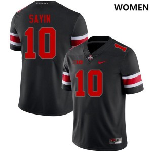 Women Julian Sayin Blackout Ohio State Buckeyes #10 Football Limited Jersey 752958-636