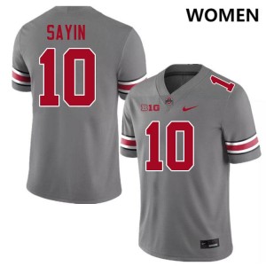 Women's Julian Sayin Grey Ohio State Buckeyes #10 Football 2025-26 Jersey 325145-581