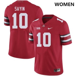 Womens Julian Sayin Red Ohio State Buckeyes #10 Football Stitched Jersey 948400-150