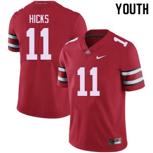 Youth C.J. Hicks Red Ohio State Buckeyes #11 Football Embroidery Jersey 633039-377