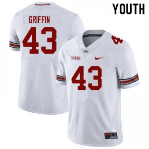 Youth Diante Griffin White Ohio State Buckeyes #43 Football 2025 Jersey 722884-515