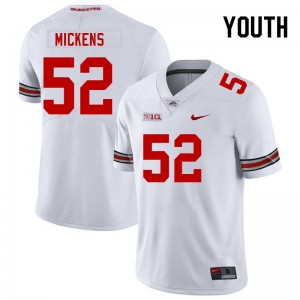 Youth Joshua Mickens White Ohio State Buckeyes #52 Football Player Jersey 308662-616