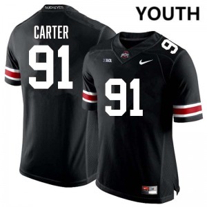 Youth Jarquez Carter Black Ohio State Buckeyes #91 Football Game Jersey 344365-587