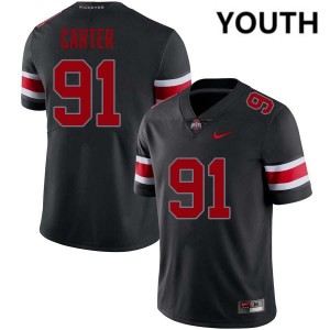 Youth Jarquez Carter Blackout Ohio State Buckeyes #91 Football Official Jersey 932809-233