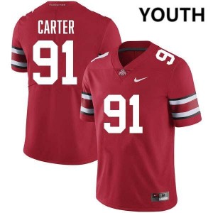 Youth Jarquez Carter Red Ohio State Buckeyes #91 Football 2025-26 Jersey 149810-846