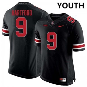 Youth Malik Hartford Blackout Ohio State Buckeyes #9 Football Player Jersey 449994-195
