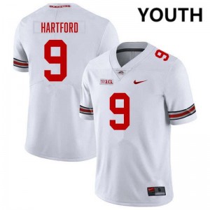 Youth Malik Hartford White Ohio State Buckeyes #9 Football NCAA Jersey 779411-437