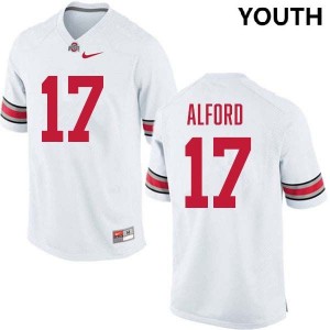 Youth Tarvos Alford White Ohio State Buckeyes #17 Football Embroidery Jersey 214300-219