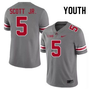 Youth Aaron Scott Jr. Grey Ohio State Buckeyes #5 Football Stitched Jersey 638553-905