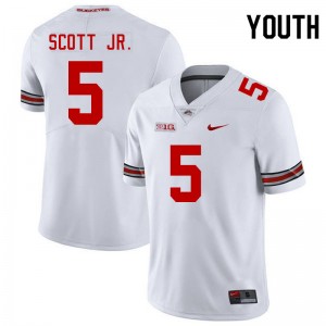Youth Aaron Scott Jr. White Ohio State Buckeyes #5 Football Replica Jersey 535959-849