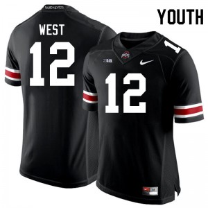 Youth Bryce West Black Ohio State Buckeyes #12 Football Replica Jersey 151185-998