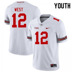 Youth Bryce West White Ohio State Buckeyes #12 Football Embroidery Jersey 993720-782
