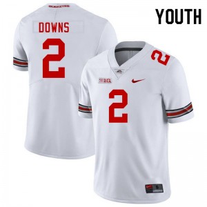 Youth Caleb Downs White Ohio State Buckeyes #2 Football Replica Jersey 874489-654