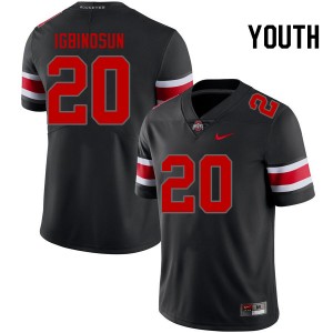 Youth Davison Igbinosun Blackout Ohio State Buckeyes #20 Football Replica Jersey 593102-634