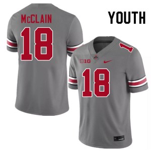 Youth Jaylen McClain Grey Ohio State Buckeyes #18 Football 2025-26 Jersey 715573-577